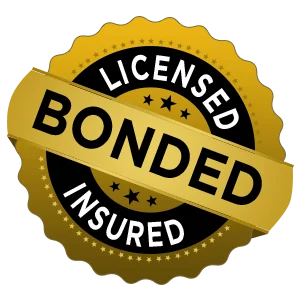 Licensed, bonded, and insured seal emphasizing trust and reliability for garage door repair services.