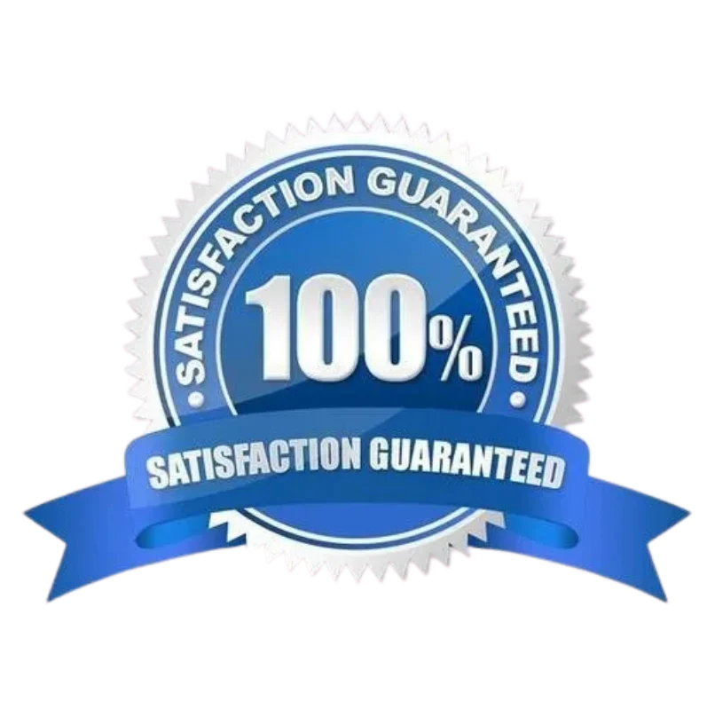 100% Satisfaction Guaranteed seal for Non Stop Garage Door, emphasizing customer satisfaction in garage door repair services.